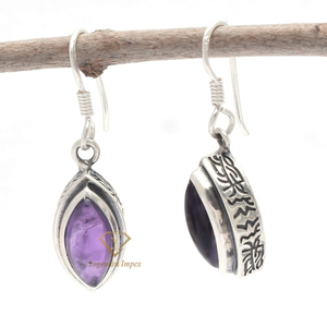 Marquesa-pendientes colgantes de plata de ley 925, amatista en forma de gota y Gema, venta al por mayor, oxidado, proveedores y fabricante - Product Image 1