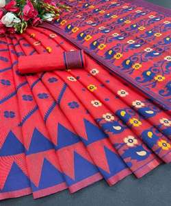 Kanchipuram Saree en soie tenue de soirée mariage indien dernier créateur Banarasi sari en coton et soie avec chemisier vêtements pour dames grossiste ApparelGarment - Product Image 5