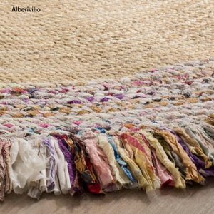 พรมปอกระเจาพรมปักมือพร้อมขอบหลากสีพรมปอกระเจาพรมปักปอกระเจาจากอินเดีย - Product Image 3