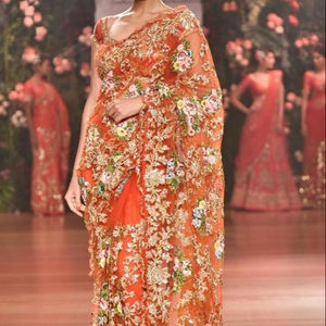 Elegant Saree with Heavy Zardozi and Resham Thread Work Party Wear Saree for Wedding Reception Festivals and Traditional Events - Product Image 1