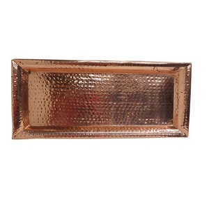 Plateau de service rectangulaire en cuivre de haute qualité avec conception de travail de marteau unique pour la décoration de table et la vaisselle - Product Image 1