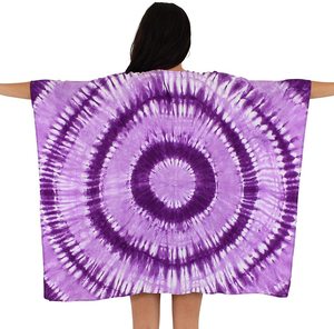 Kimono de plage pour femmes personnalisé cardigan chemise 100% coton tie-dye violet naturel tour de taille tissé méthode de tissage - Product Image 6