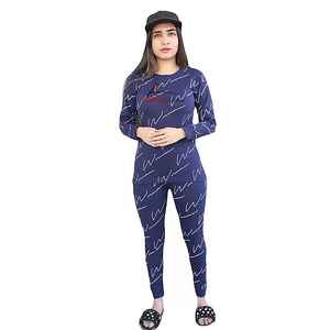 แบรนด์การออกแบบ Tracksuits สำหรับผู้หญิงในสีฟ้าที่มีการพิมพ์ที่กำหนดเอง - Product Image 1