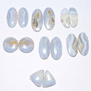 หินโมราสำหรับทำเครื่องประดับ DIY,พลอยคู่ทำจากหินอาเกตสีฟ้าธรรมชาติแบบฟรีไซส์ - Product Image 2