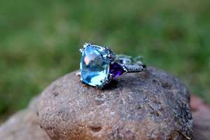 แหวนเงินทำมือ925ดีไซน์ทันสมัยพร้อมพลอยบุษราคัมสีฟ้าการรับรอง IGI สำหรับงานปาร์ตี้ขายส่งราคา - Product Image 6