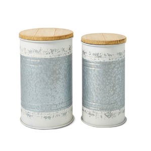 Grey Metal Galvanized Storage Container with Wooden Handle Perfect <b>for</b> Stylish Home Decor and <b>Organizing</b> Solutions - Product Image 6