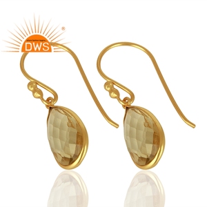 Pendientes colgantes de topacio de limón Natural para mujer, de Plata de Ley 925, chapado en oro - Product Image 3