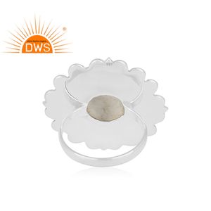 Anillo de cóctel Unisex hecho a mano, joyería al por mayor, piedra lunar de arcoíris, oxidado, proveedor de joyería de plata 925 - Product Image 4