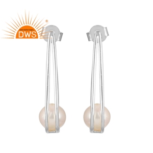 Lovely Pearl Gemstone <b>Earrings</b> Jewelry 925 <b>Fine</b> Sterling Silver Women's Post <b>Stud</b> <b>Earrings</b> Jewelry Wholesaler - Product Image 1
