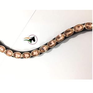 สายรัดคิ้วทรงไข่คริสตัลสีโรสโกลด์สุดอินเทรนด์อุปกรณ์สำหรับขี่ม้าหนังแบบเปิดเหนียวห่วงเทปสีโรสโกลด์ - Product Image 2