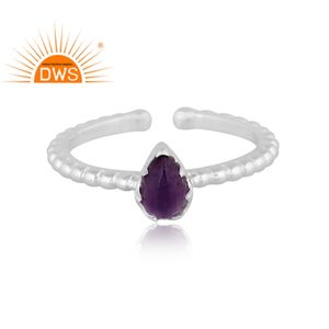 Handmade Designer 925 Fine Sterling Silver Natural Amethyst Gemstone <b>Adjustable</b> <b>Ring</b> Jewelry Manufacturer - Product Image 2