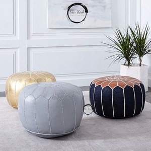 Handmade Magic Home Decoration MOROCCAN POUF, Moroccan Leather Pouf Ottoman Moroccan Floor Pillow - Product Image 1