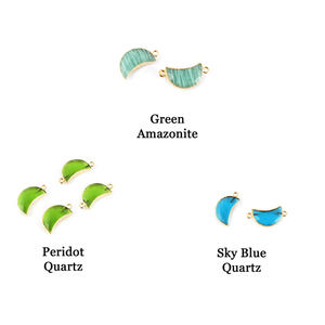 Amazonita verde de alta calidad natural 10X18mm conector latón 24K oro galvanizado forma de media luna hallazgos conectores colgantes - Product Image 4