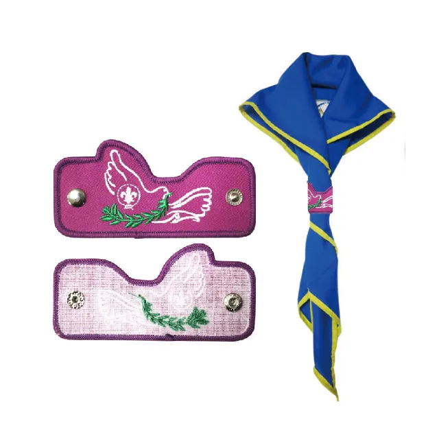 Cheap custom shape logo patch boy scout scarf embroidery neckerchief slides