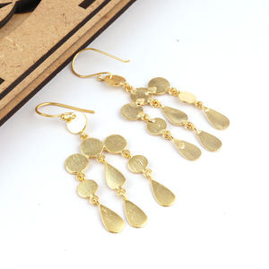 Boucles d'oreilles porte-bonheur pour femmes, finition brossée 24k, laiton plaqué or, métal, simple, haute qualité, offre spéciale - Product Image 3