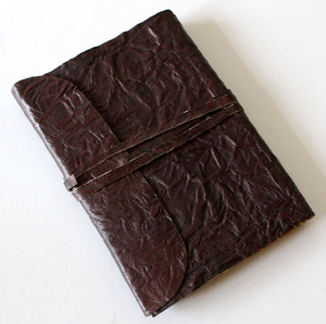 Journal en papier de coton recyclé brun vert de style antique Cuir rigide relié de style rustique avec des cahiers froissés en cuir de chèvre - Product Image 2