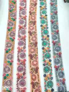 Rubans et lacets brodés à la main pour robe de mariée, faites à la main, de style indien, en tailles et couleurs assorties, 1 pièce - Product Image 6