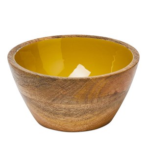 ชามสลัดขนาดใหญ่สำหรับผลไม้โบว์ผสมขนาดใหญ่ชามไม้สีเหลืองพร้อมที่คีบเสิร์ฟ - Product Image 1