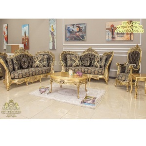 DST Exports Rich Look <b>7</b> <b>Seater</b> <b>Sofa</b> Set for Home Royal Golden Polished Living Room <b>Sofa</b> Set Classic Gold Polish Hand Carved <b>Sofa</b> - Product Image 1