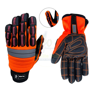 Guantes de impacto de cuero de calidad Tamaño XL Protección anticorte para trabajo en campos petroleros y Material de goma de seguridad - Product Image 1