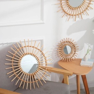 Rattan Wicker Bamboo Sunburst <b>Mirror</b> | Round Rattan <b>Circle</b> <b>Mirror</b> | <b>Wall</b> Hanging <b>Mirror</b> - Product Image 1
