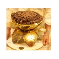 Tazón de Metal pulido para Chocolate, tazón de Metal y vidrio para servir Chocolate, oro martillado, para Hotel y restaurante
