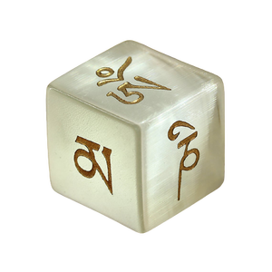 Cubo de Dados D6 de Piedra Natural de Selenita, Cristal Grabado, Cubo de Piedra Tallada, Dados Tibetanos, Mayorista Vikingo - Product Image 4