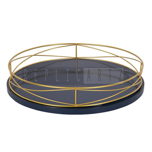 Maximus International Art Deco Marble Decorative Metal Serving Tray Gold <b>Wire</b> Frame Black Base | for <b>Coffee</b> <b>Table</b> Vanity Decor - Product Image 4