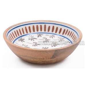 Fournisseur en gros Bol de service en bois d'acacia imprimé sur mesure Nouveau design imprimé à la main pour les fêtes - Product Image 4