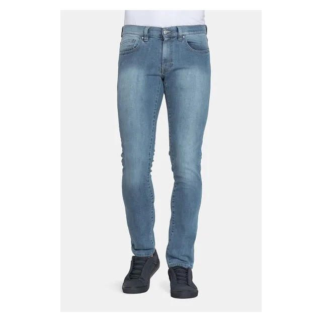 Italiana cintura baixa alta qualidade e perna fina estilo jeans stretch. Calça jeans azul