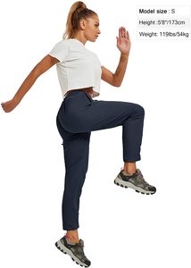 2021 verano Mujer 100% algodón ligero de cintura alta Pantalones rectos casuales al aire libre con bolsillos - Product Image 4