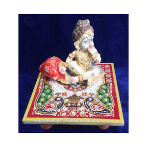 Pintura dorada de mármol, Bal Gopal Krishna Chowki - Product Image 1