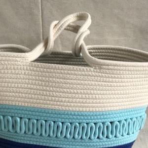 Bolsas de playa de algodón de cuerda blanca y azul, para tus vacaciones de verano - Product Image 2