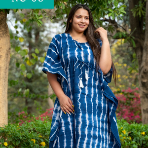 Shibori-caftán de algodón amarillo para mujer, Vestido largo de playa con estampado Tie-dye, fabricante y venta al por mayor - Product Image 1