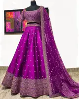 Beautiful purple color new arrival latest designer embroidery work lehenga choli for Indian female in ethnic clothing