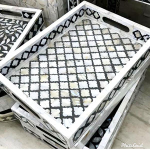 Haute Qualité Personnalisé Mère Perle Plateau Rectangle Forme Animal pour Restaurant Alimentaire Service Parties Haute Vente Top Table De Service - Product Image 1