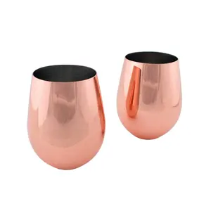 Rame metallico Stemless Bicchieri di Vino, di rame placcato tazza di birra, in acciaio inox rame metallico tazza di viaggio