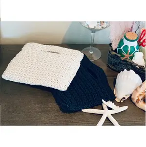 손으로 짠 클러치 크로 셰 뜨개질 핸드백 여성을위한 수제 숙녀 가방 Macrame 패턴 Boho 지갑 장식