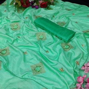 Vêtements de mariage pour femmes indiennes Dola soie broderie pierre travail Saree Blouse pièce en gros de Surat vêtement fait rayonne bas prix - Product Image 1