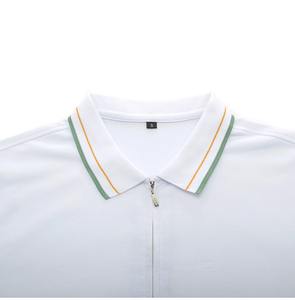 เสื้อโปโลแขนสั้นของผู้ชายเสื้อปักโลโก้เข้ารูประบายอากาศได้ดีสีทึบ - Product Image 4