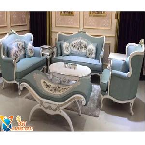 Juego de Sofás de Madera de Teca Hechos a Mano de Estilo Victoriano Moderno y Lujoso para Sala de Estar - Product Image 1