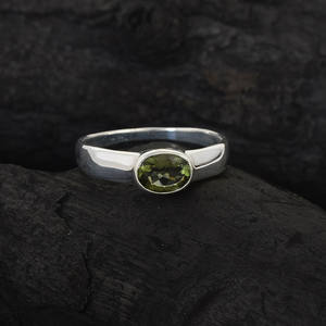 Anillo de Plata de Ley 925 de buena calidad, piedra preciosa de moldavita ovalada Natural, piedra de tendencia, joyería fina para fiesta de mujer - Product Image 2