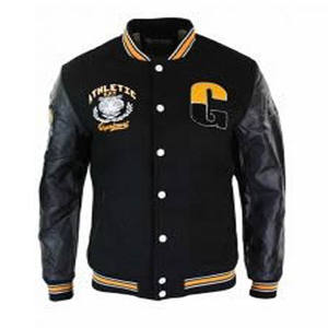 Veste universitaire de baseball pour homme de haute qualité 2026, tissu d'hiver avec broderie, col montant à capuche, manches en cuir - Product Image 4