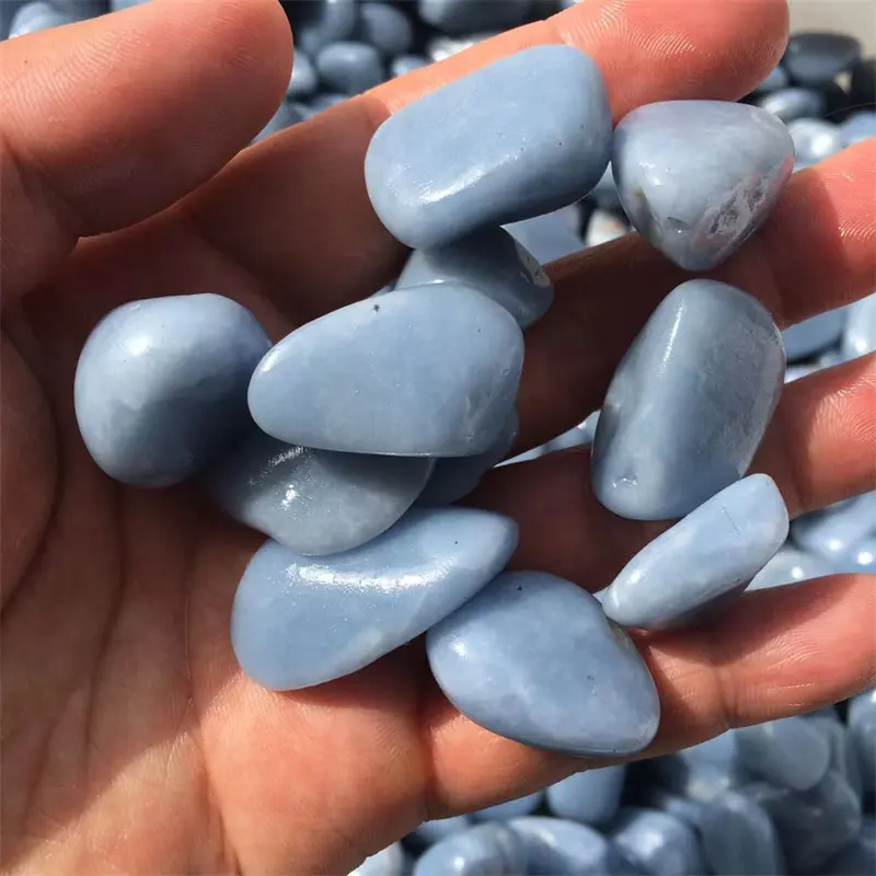 Bulk Großhandel Natur kristall getrommelt Steine 2-3cm blau Aventurin Jade Angelite Tumble Stein Engel Steine