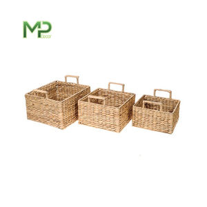 Naturals Handwoven Water <b>Hyacinth</b> Storage <b>Basket</b> with Leather Handles Elegant Home Organization Solution - Product Image 5