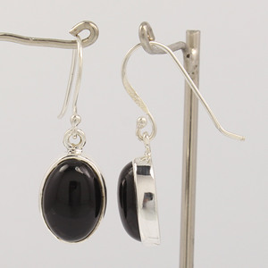 Pendientes de gota de ónix negro llamativos naturales 925 plata esterlina sólida piedras preciosas en forma ovalada Ajuste de bisel joyería de mujer - Product Image 5