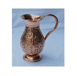Jarra de agua de cobre martillado de último diseño, forma y tamaño personalizados, jarra de jugo de cobre con mango de latón - Product Image 3