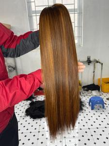 Perruque naturelle, brun/Orange, avec Lace transparente HD, densité 150% 180% - Product Image 2