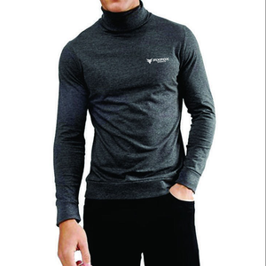FIXFOX Men's <b>White</b> Turtleneck <b>Long</b> <b>Sleeve</b> Sporty <b>T</b>-<b>Shirt</b> Slim Fit Quick Dry Crocheted Polyester Cotton Eco-Friendly - Product Image 2
