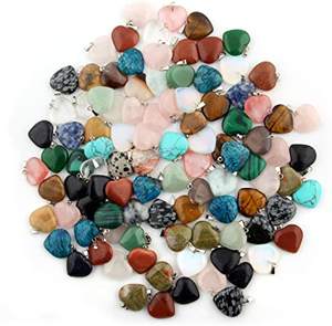 Pendentifs en forme de cœur en cristal, 50 pièces, mélange d'agate, de qualité supérieure, vente en gros - Product Image 1